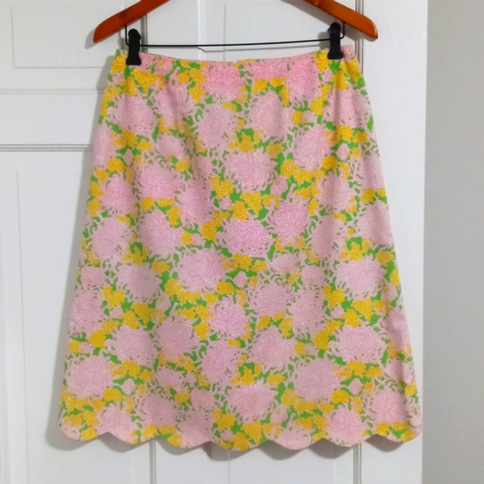 70s "The Lilly" - Pink/Yellow/Green Floral A-Line Skirt